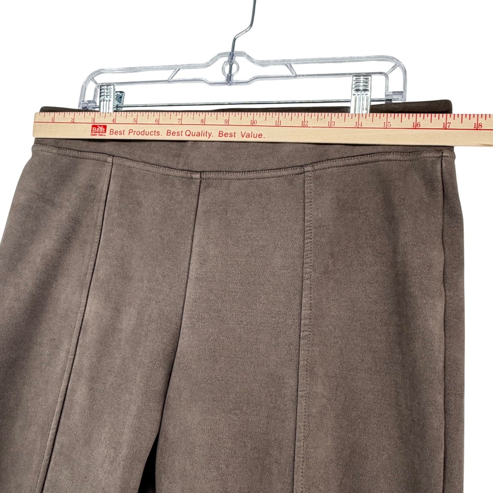 Andrew Marc Faux Suede Pintuck Ponte Lined Pants Women Large Brown Equestrian - Picture 2 of 9